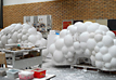 Attaching the bubbles of plaster.