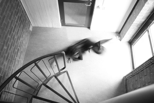 From the third experiment, Jasmine Attié explores a stairwell physically.